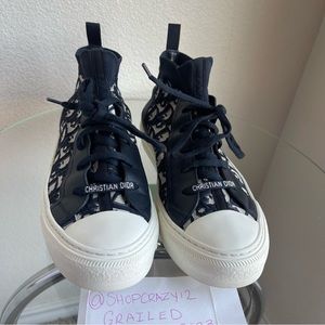 Dior Walk N DIOR CHRISTIAN DIOR OBLIQUE MESH SNEAKER SZ 40 in DEEP BLUE W/ BOX
